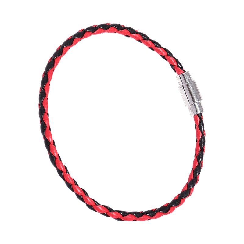 Theeleeshipin mænds armbånd brun sort flettet læder armbånd mænds magnetlås smykker 4 6mm: Rød sort / 6mm