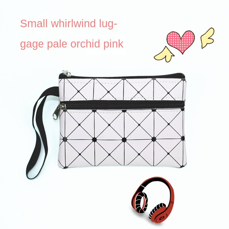 Dubbele laag dames portemonnee medium magische pu meisjes dubbele trek portemonnee kleine pols tas kaarthouders: Lichtroze