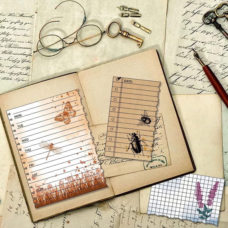 1 ark genomskinlig stämpel, anteckningsblocksstämpel, silikonstämpelset, 5 st silikonmallar för anteckningsblock och 12 st markörer för anteckningsblocks-gör-det-själv