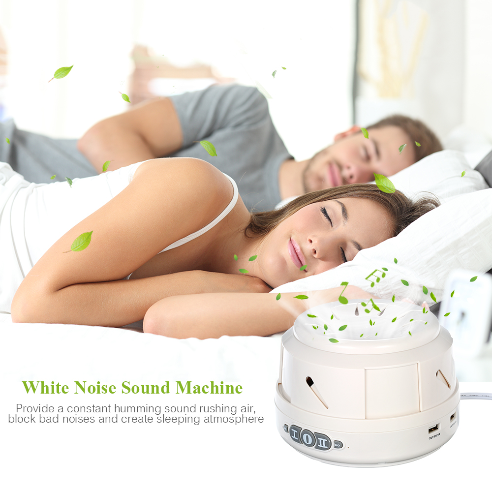 White Noise Sound Machine for Sleeping 2 Levels Wind Adjustable Countdown Timer Dual USB Port Natural Sound US Plug AC 120V