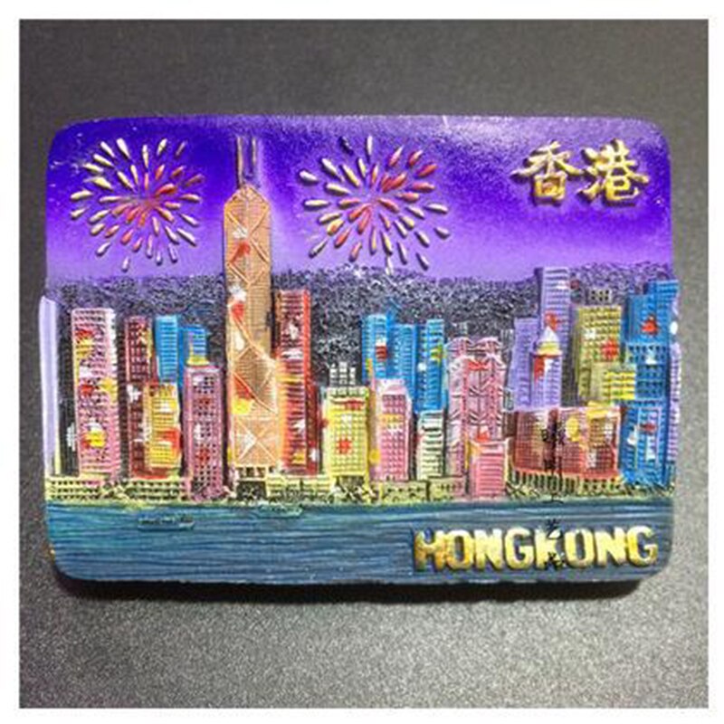 3d Fridge Magnet China Hong Kong World Tourism Fridge Sticker Refrigerator Stickers Decoration Resin Fridge Magnets