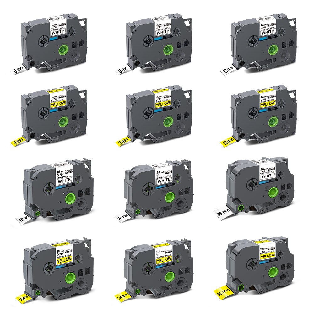 6/9/12/18/24/36mm Flexible Ribbon Label Tape Industrial Tape Replace Brother FX231 FX631 FX221 FX241 FX621 for PT H110 Labeller