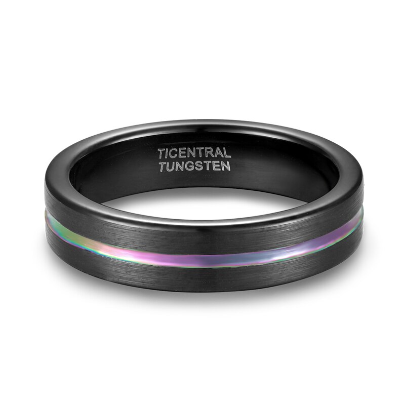 Somen 5Mm Regenboog Tungsten Basic Ring Voor Mannen Vrouwen Klassieke Mannelijke Wedding Band Multi Kleur Minimalistische Broederlijke Ringen Voor lgbt