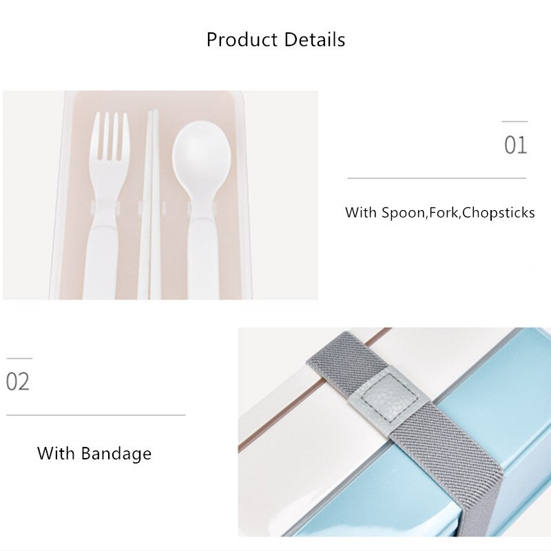 1200ml Double Layers Lunch Box With Spoon and Fork Healthy Plastic Bento Boxes Microwave Food Storage Container Lunchbox