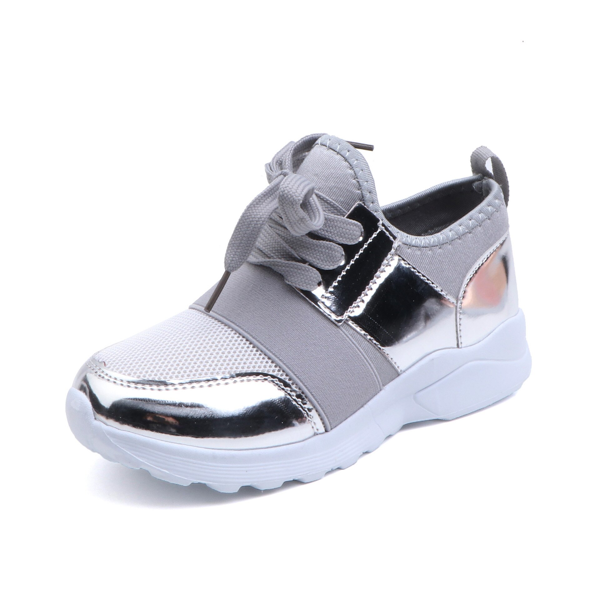 Kinderen Mode Sneakers Meisjes Jongens Sportschoenen Kinderen Zachte Bodem Ademende Outdoor Schoenen Roze Zilver Maat 30-35: Zilver / 1