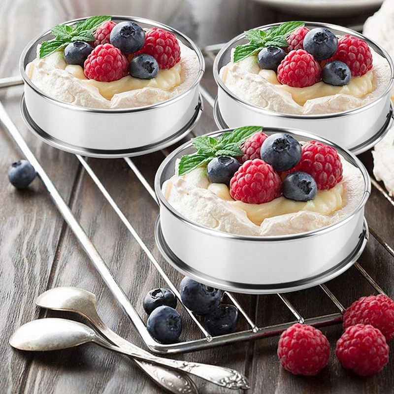 Ensemble d'anneaux ronds en acier inoxydable pour tarte aux muffins, moule à gâteau, anneau à mousse aux œufs, double anneau roulé, outil de cuisson bricolage, 8 cm, 10cm, 2 pièces, 4/6 pièces