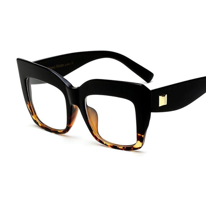 Overdimensionerede firkantede brillerammer kvinder firkantede store stel gennemsigtige linse vintage briller