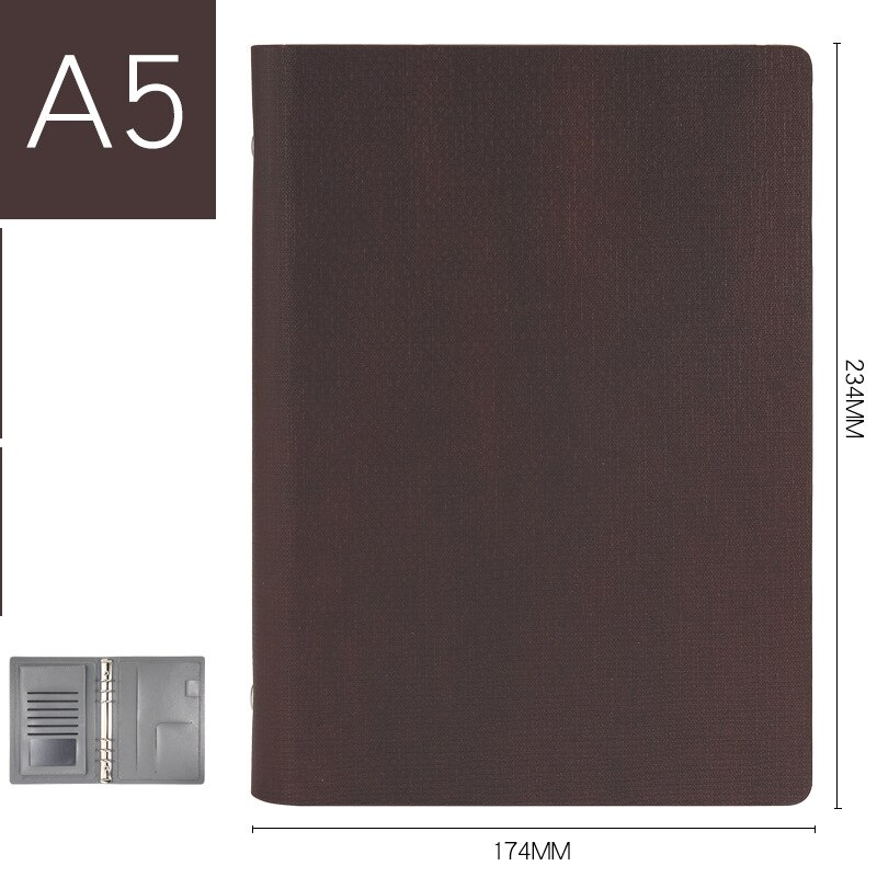 Classeur en cuir A5 Padfolio, classeur porte-carte d'affaires, organiseur de bureau, école, classeur à 6 anneaux, tampons d'écriture de gestionnaire: Bourgogne