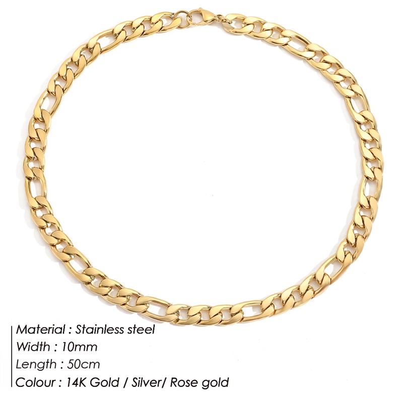 JUJIE 4MM/6MM/8MM/10MM łańcuch Figaro ze stali nierdzewnej naszyjniki kobiety złoty Link Chain naszyjnik biżuteria hurtowych/Dropshipping: YX32837 / Gold Color