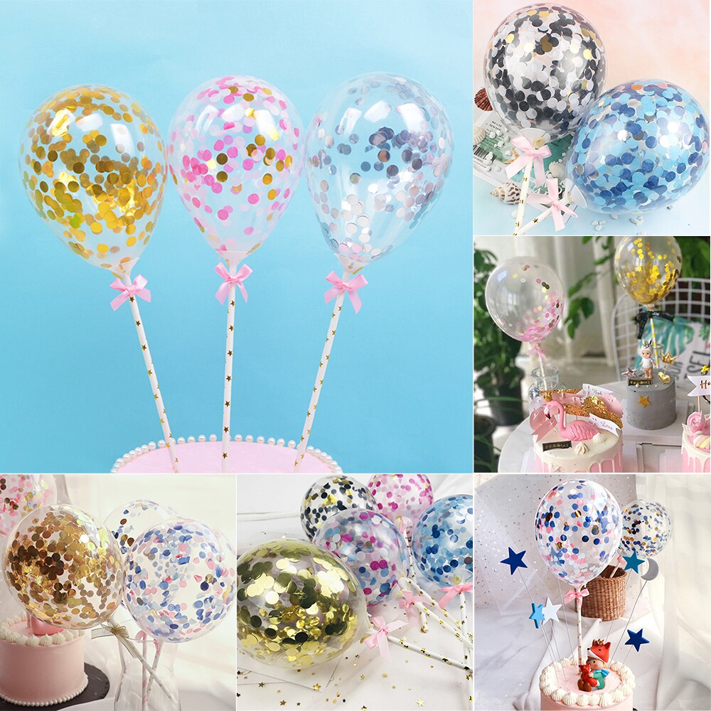 1PC 5 Inch Balloon Cake Topper Set Birthday Party Decoration Cake Toppers Baby Shower Wedding Decor Supplies
