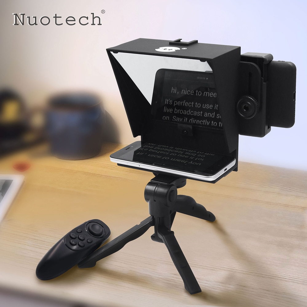 Nuotech Portable Mini Teleprompter for Cell Phone & Camera with Remote Control Adapter Rings Inscriber Mobile Teleprompter