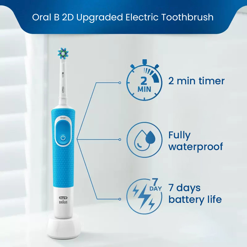 Oral B D100 elektrische Zahnbürste, kleiner runder Bürstenkopf mit 4-Bürstenkopf-Timer, Tiefenreinigung, Aufhellung der Zähne, Zahnbürste