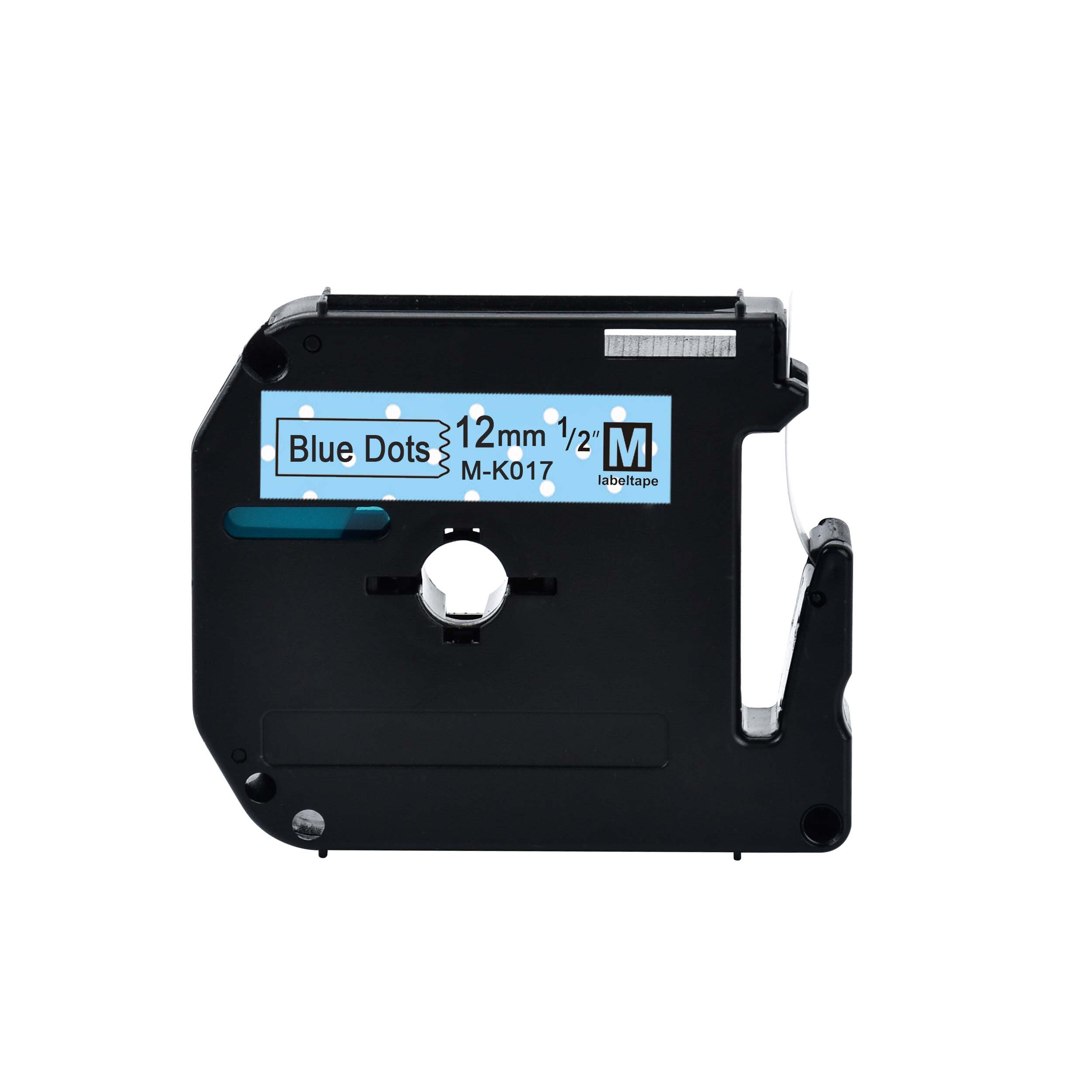 Lovely Pattern MK-231 Compatible brother M-K231 MK231 MK 231 black on white 12mm strong adhesive label tapes for PT-80 PT-70: Blue Dots