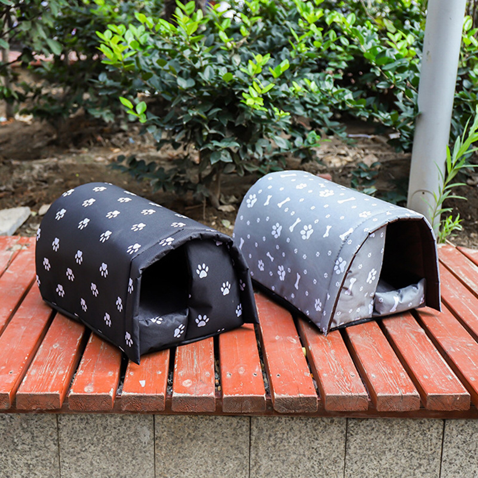 Grey Pet House Waterproof Outdoor Cat Shelter For Small Dog Oxford Cloth And Plush For Indoor Outdoor Home Garden