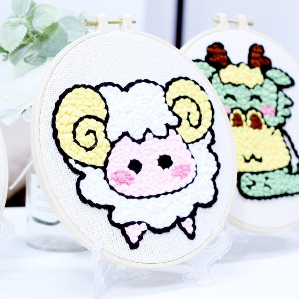 MIUSIE 18 Pcs Punch Needle Tool Punch Needle Embroidery Kits Cross Stitch Big Ripper Scissors Threader Thimble for Embroidery