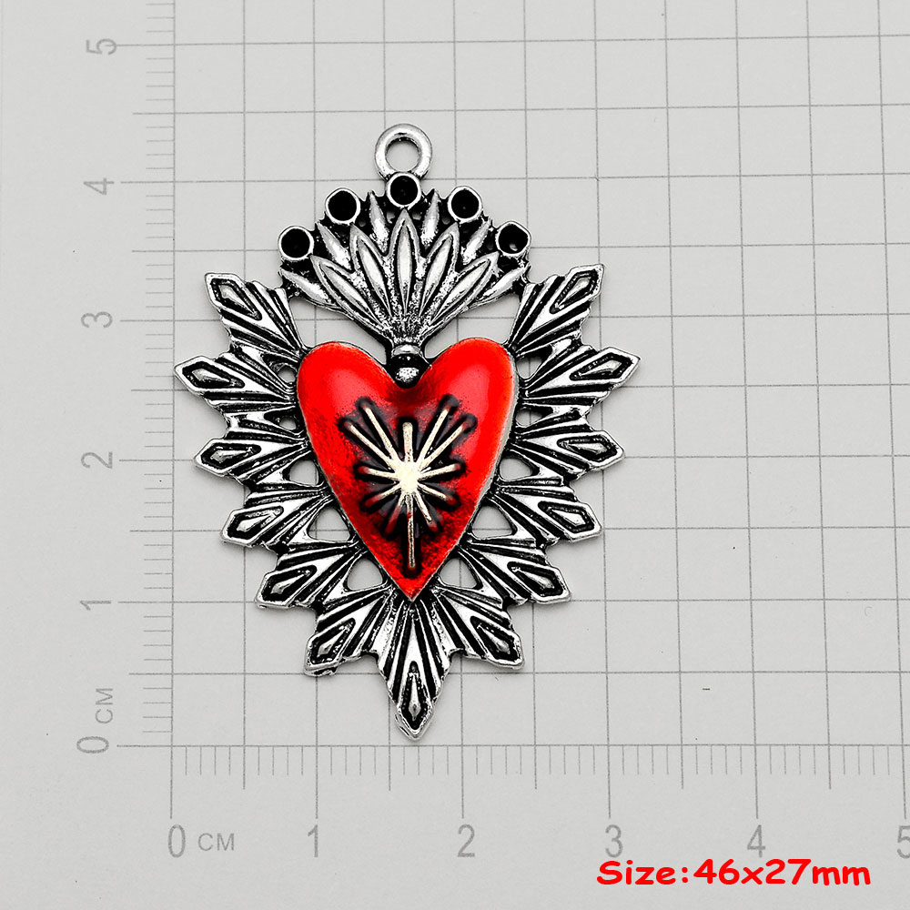 4pcs/Lot Gothic Burning Sacred Heart Charms Corazon Winged Catholic Pendants For Diy Necklace Earring Jewelry Making Supplies: Light Yellow Color