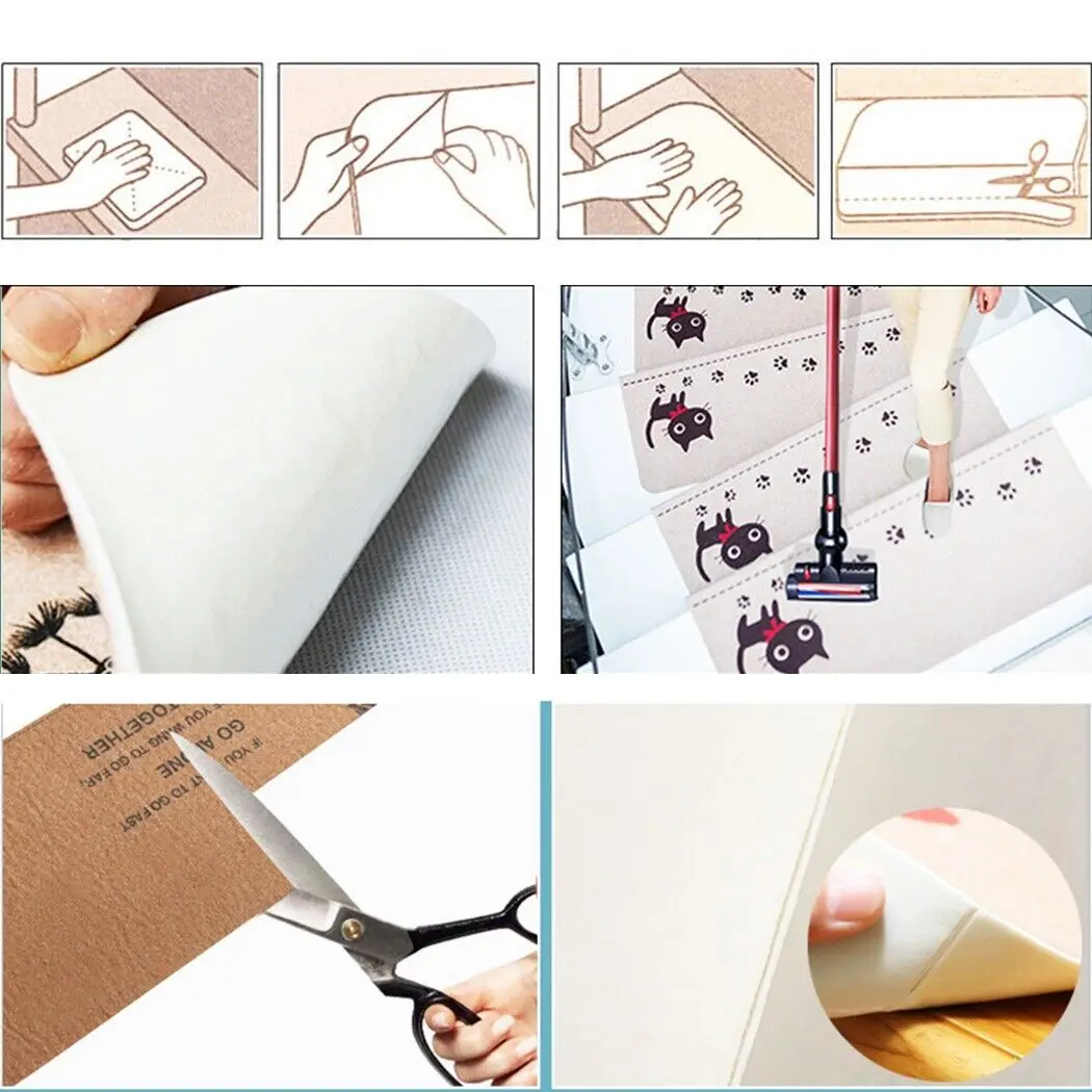 2 Stuks Antislip Zelfklevende Trap Matten Trap Stap Tapijt Cover Zelfklevende Houten Trap Tapijt Thuis stap Matten Home Decor Tapijt