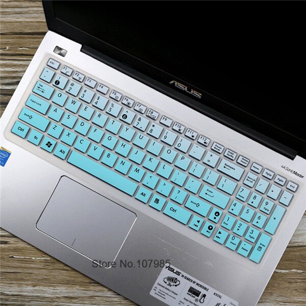 Cubierta protectora de silicona para teclado de portátil de 15,6 pulgadas, para Asus X555Q, X555Y, X555YI7310, FX50, F540U, K550V, A556, FH5900: Gradualskyblue