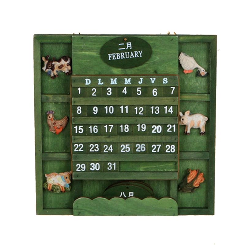 Retro rustikke tosprogede møbler middelhavet kan hænge træ manuelle kalender kalender håndværk