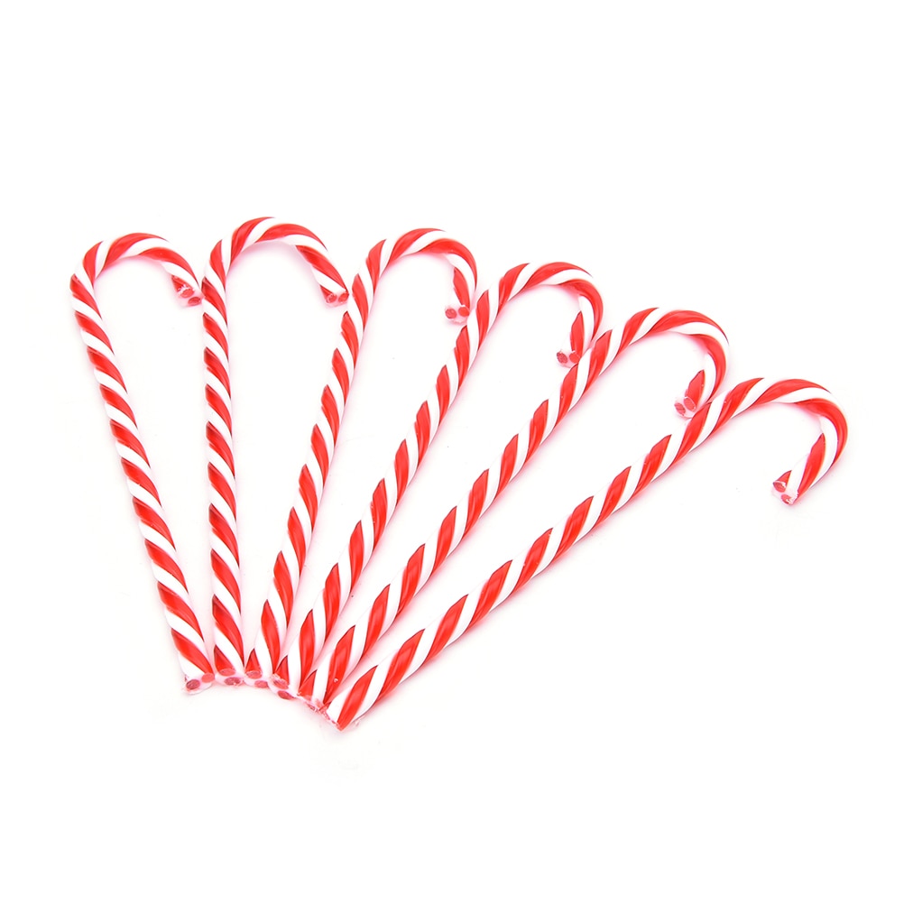 6 Stks/zak Xmas Kerst Decoraties Voor Festival Party Voor Thuis Plastic Candy Cane Speelgoed Kerstboom Opknoping Decoraties