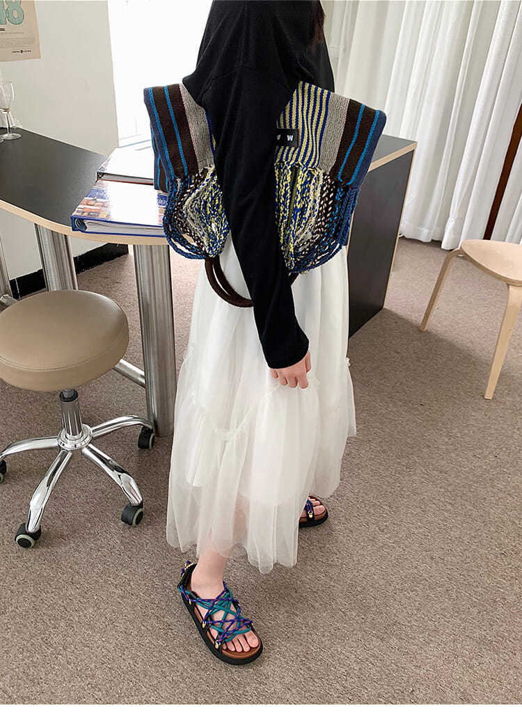 Sandalias romanas de estilo gladiador para mujer, zapatos de playa con cuerda trenzada, Punta abierta, antideslizantes,