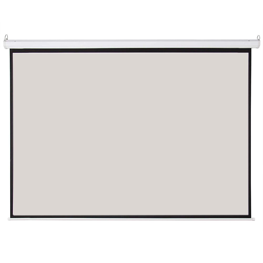 Manual Pull Down Projector Screen 100 inch 4:3 HD Widescreen Retractable Auto-Locking Portable Projection Screen