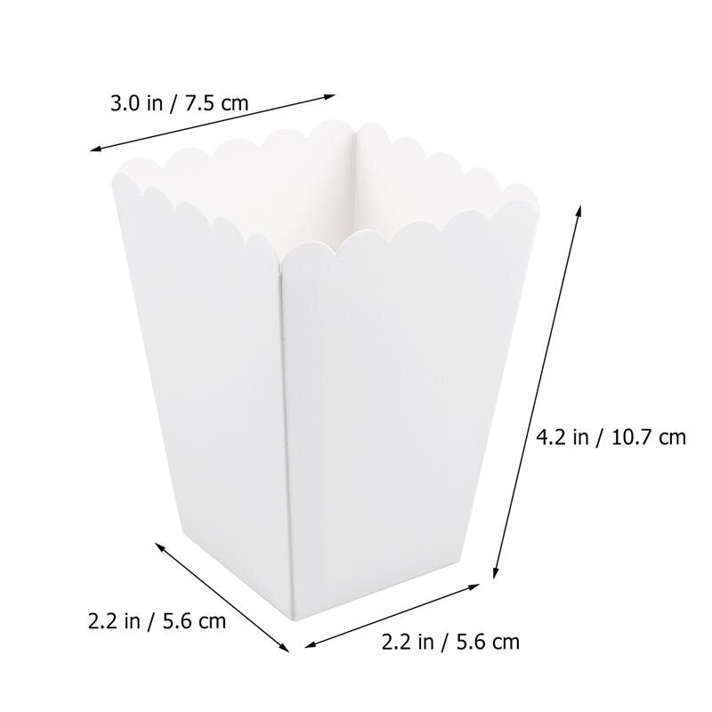 50 Stuks Papier Popcorn Doos Bruiloft Snoep Voedsel Zak Gunsten Verjaardag Decoratie Benodigdheden Zuiver Wit Vouwen Popcorn Doos: Popcorn Box