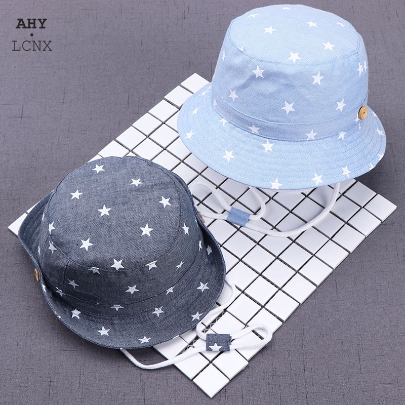 Summer Baby Bucket Hat Infant Newborn Denim Cotton Toddler Kids Tractor Cap Soft Cotton Hats Boys Girls Star Sun Hat