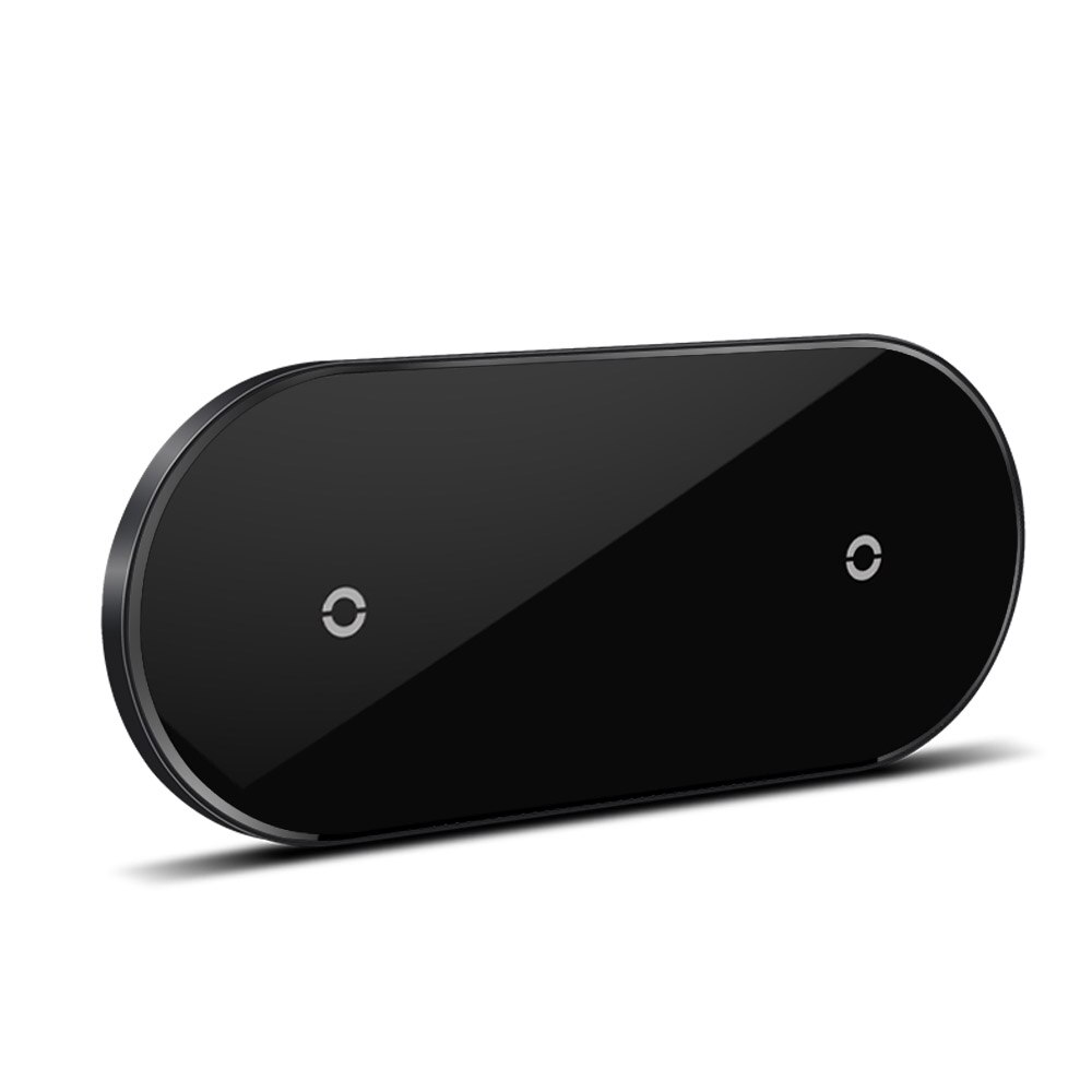 2 in 1 Double 10W Wireless Charger Pad for iPhone X XR XS 11 Pro Max Airpods Pro Samsung S20 S10 Buds Qi Induction Fast Charging: Double 10W