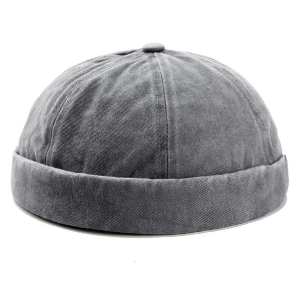 Gewassen Docker Beanie Brimless Cap Hoed zonder vizierkap Effen kleur Retro Vintage Street Style Lente Herfst Outdoor Gorras: XS / GRIJS
