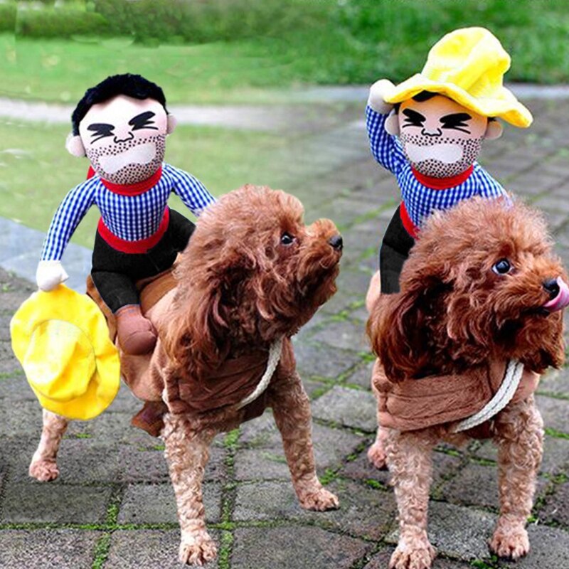 Funny Riding Horse Cowboy Pet Dog Costumes Puppy Halloween Party Costume Clothes LX9C