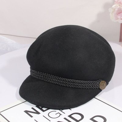 Boina De Kleur Sólido, Sombrero De Artista Vintage, Pintor Pequeño, Clásico, Wit, Cálido, octogonal, Otoño E Invierno Mode: Black2