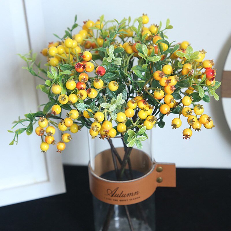 Kunstig Bær Blomst Enkelt Gren Skum Blomst Dekorativ Krans til Bryllup Hjem Fest Have Dekoration