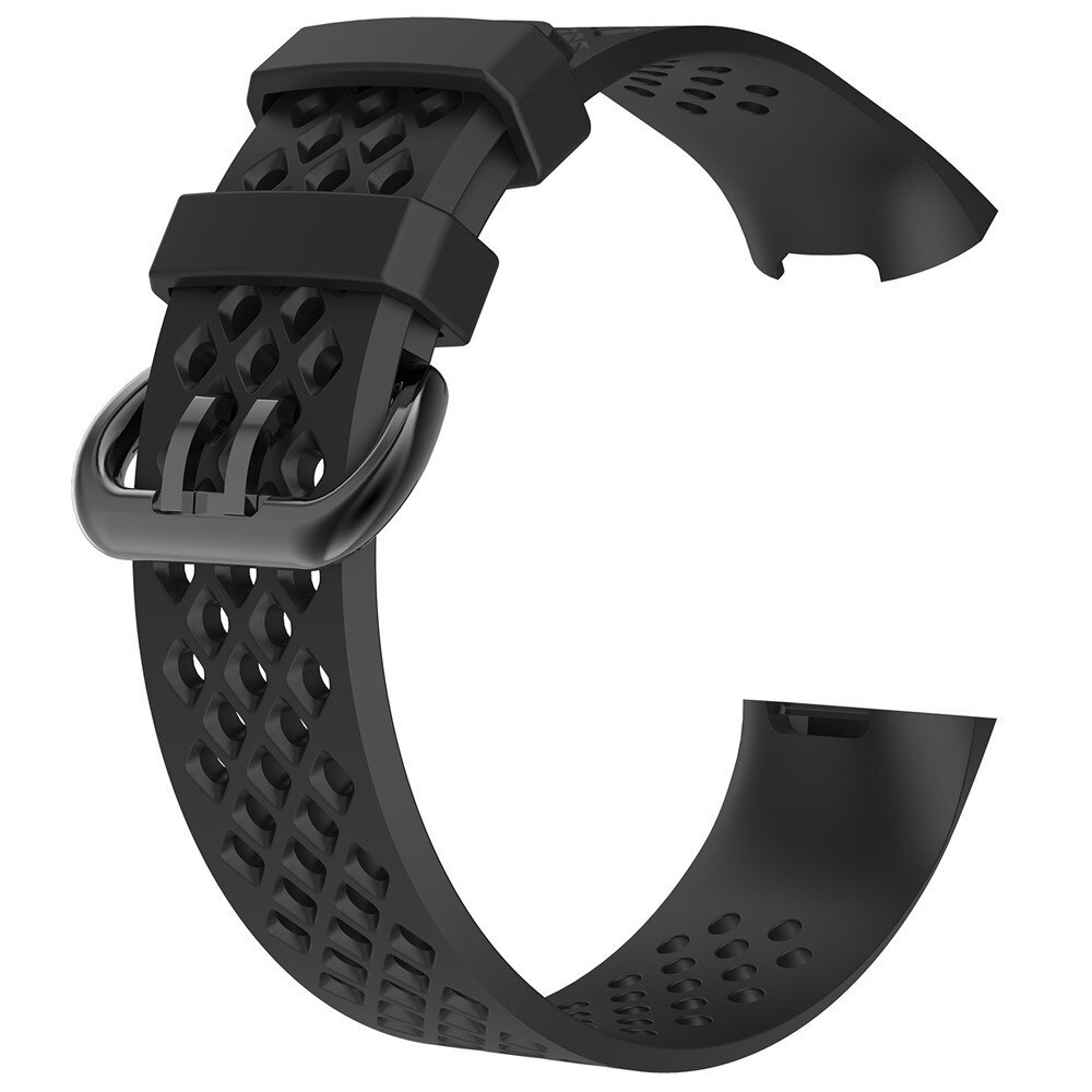 Erstatningsbånd til fitbit charge 3 rem silikonebånd til fitbit charge 4 åndbar urrem til fitbit charge 4/3 bånd: Sort / S (140-180) mm