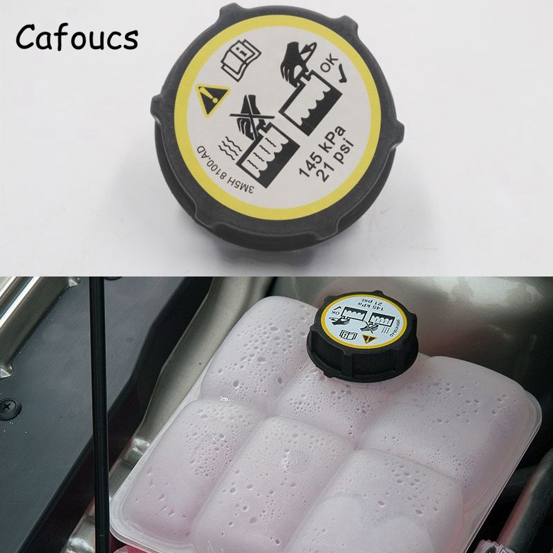 Cafoucs For Ford Focus For Mazda 3 Coolant Water Radiator Bottle Expansion Tank Cap 1301104, 1224233, 3M5H8100AD