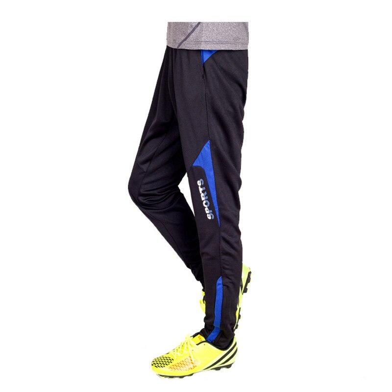 Kids Boys Girl Football Soccer Training Pants Jogging Running Pants Trousers Leggings Sport Jogger Sweatpants Pocket Leg Zipper: 9106T black blue / Kids size 26