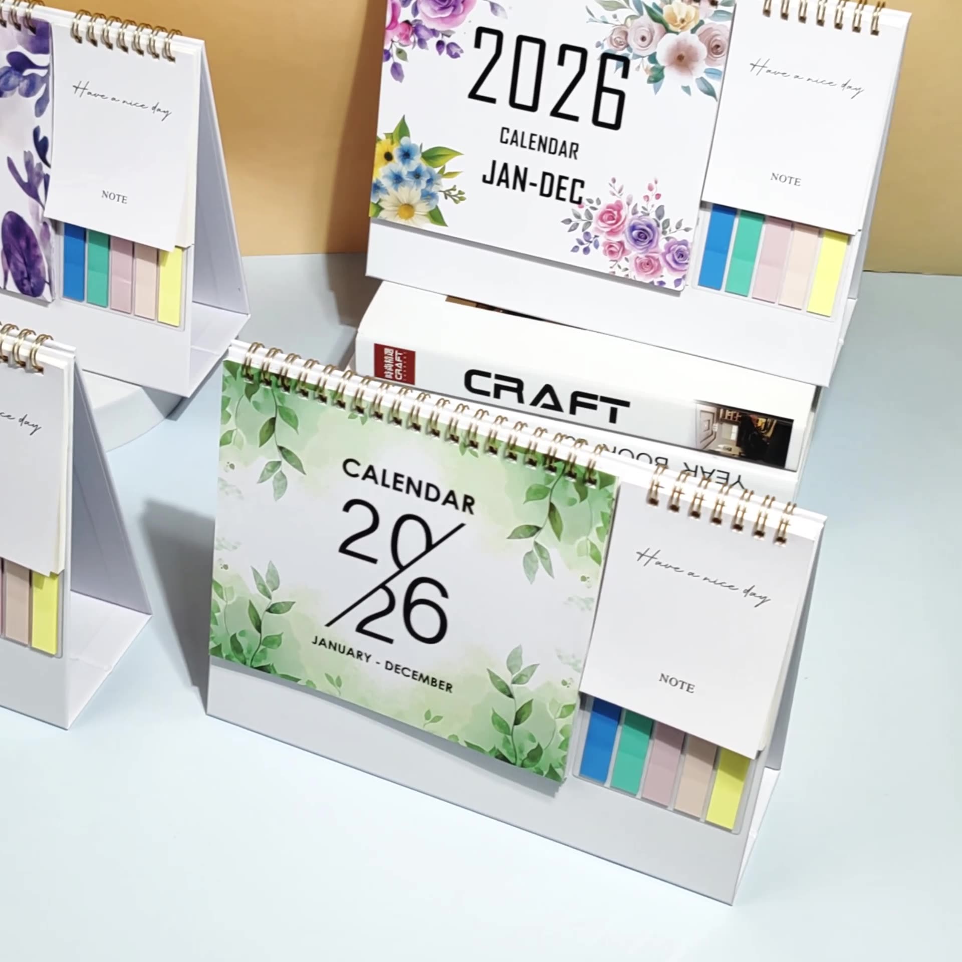 Staande bureaukalender 2026 Esthetische kunstkalender januari 2026- december 2026 Plannerkalender voor het organiseren en planning van een 1 stuks pen