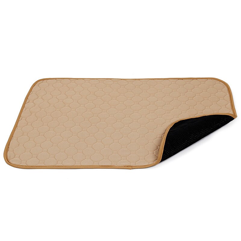 Waterproof Large Dog Bed Washable Dog Pet Diaper Mat Urine Absorbent Dog Diaper Reusable Dog Car Seat Cover Dog Cage Mat Pet Bed: Beige / 100x67cm