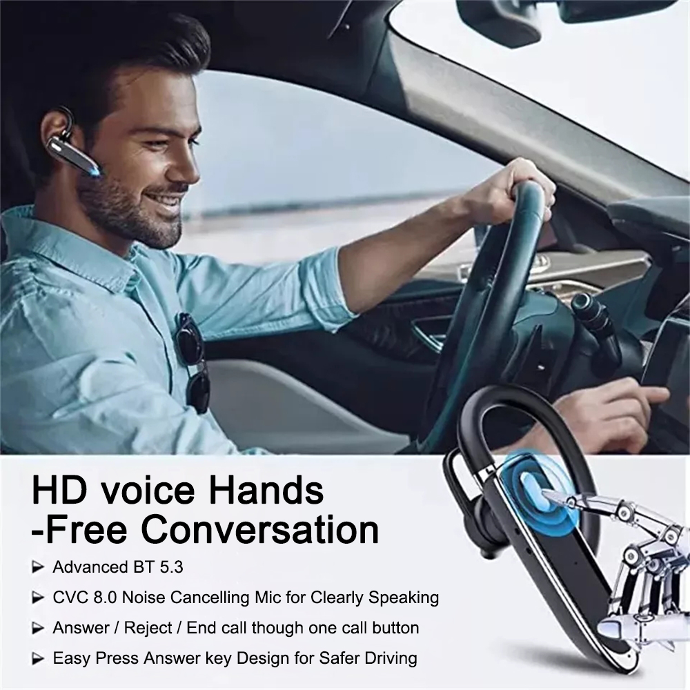 Neuer kabelloser Business-Kopfhörer YYK530, Einzelohr-Dual-Mikrofon, Bluetooth V5.3-Kopfhörer, Geräuschunterdrückung, Headset für Arbeit/LKW-Fahrer