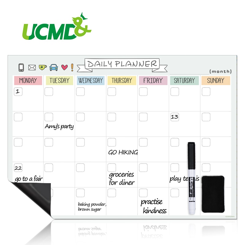 Magnetic Daily Weekly Monthly Planner Schedule Fridge Magnet Planning Organizer Agenda Message Drawing Memo Bulletin White Board