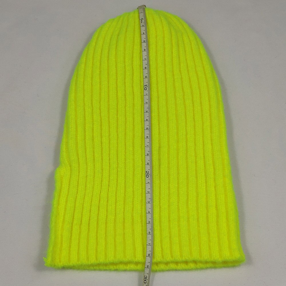 Lys farge fast strikket hodeskallehue dame menns mansjett varme vinterhatter vanlige toker neongul neon oransje grønn burgunder