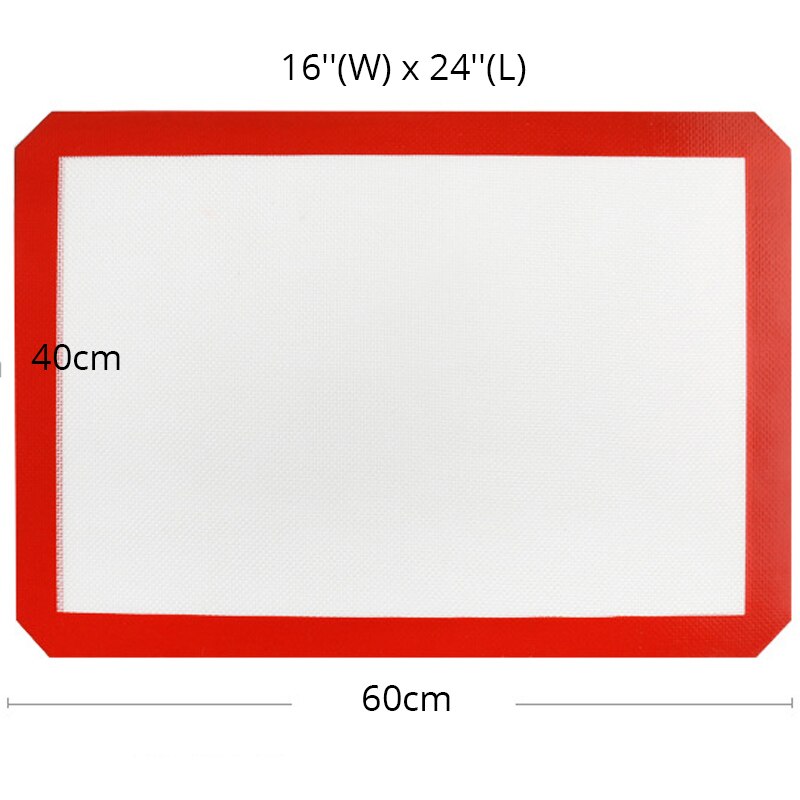 Silicone Baking Mat Non-Stick Baking Tray Liner Sheet Pad Reuseable Bbq Grill Mat Baking Sheet Oven Mat Cooking Bakeware Tools: 60x40cm Red