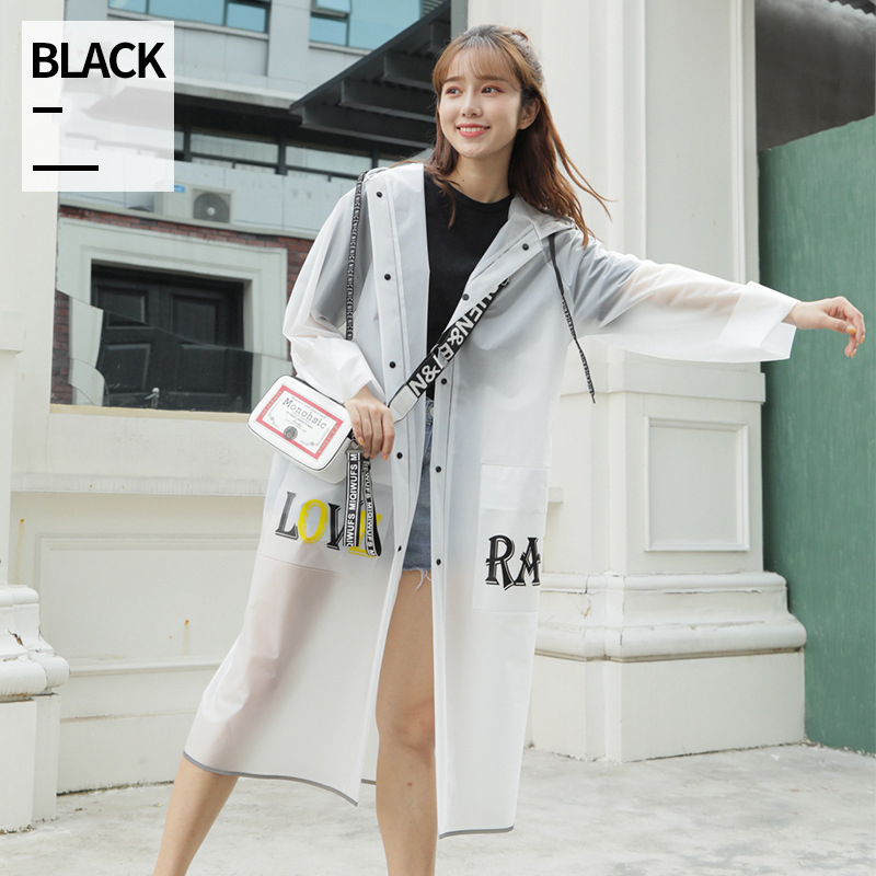 Reflect Light Raincoat Lovers Rainwear Raincoats Women Transparent Rain Coat Couple Rain Poncho Men Rainwear: BlackHeart / XL