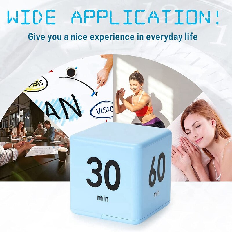 Time Cube-Timer Kitchen Timer Gravity Sensor Flip Timer Exercise Game Timer 15-20-30-60 Minutes For Meditation