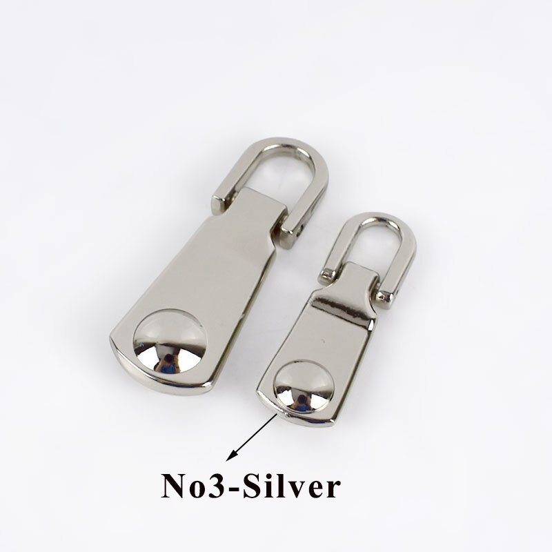 10pcs 3# 5# Metal Zipper Pullers Jacket Coat Zip Repair Kits Zipper Pull For Zipper Sliders DIY Sewing Crafts: No3-Silver