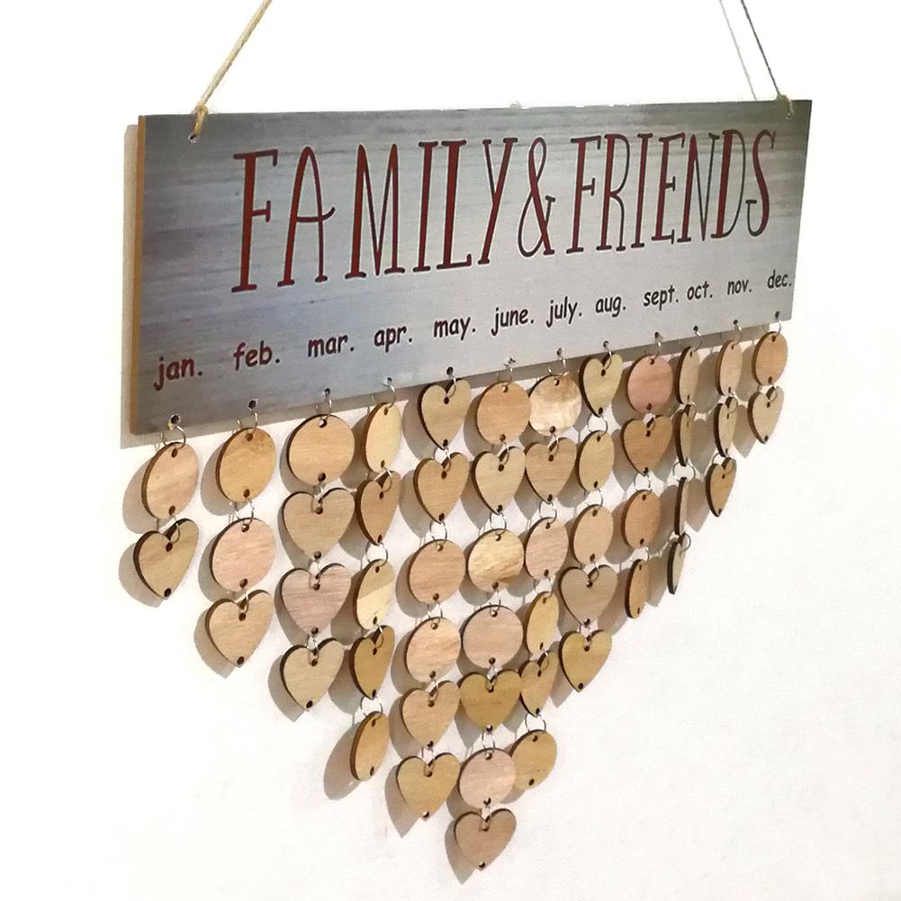 DIY Wooden Hanging Calendar ​Birthday Reminder Board Family Date Planner Sign Special Dates Planner Board Hanging Decor