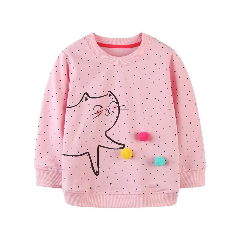 Springmeters herfst winter meisjes stippen sweatshirts schattige kinder katoenen kostuum lange mouwen trui tops meisjes: T8014 punten / 6t