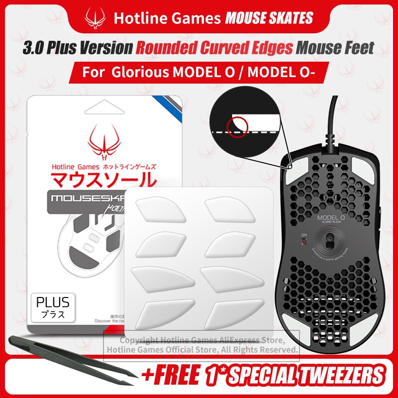 2Sets Holtine Games 3.0Plus Rounded Curved Edges Mouse Skates for Glorious Model O / Model O- Gaming Mouse Feet Pad Replacement: Default Title