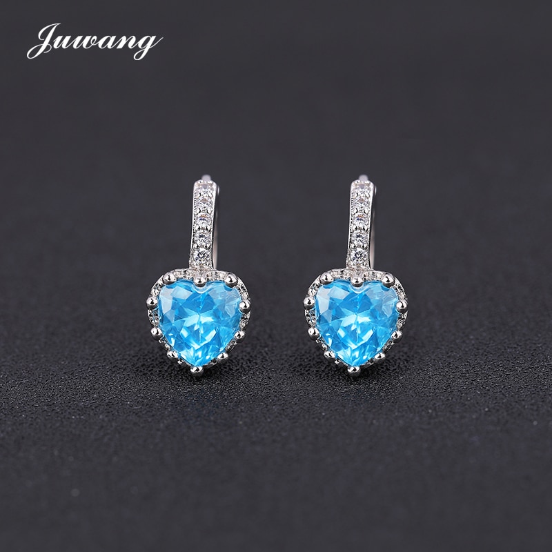 Juwang luksus geometrisk hjerte krystal clip øreringe til lady bling indlagt cubic zircon dingle rhinestione smykker vedhæng