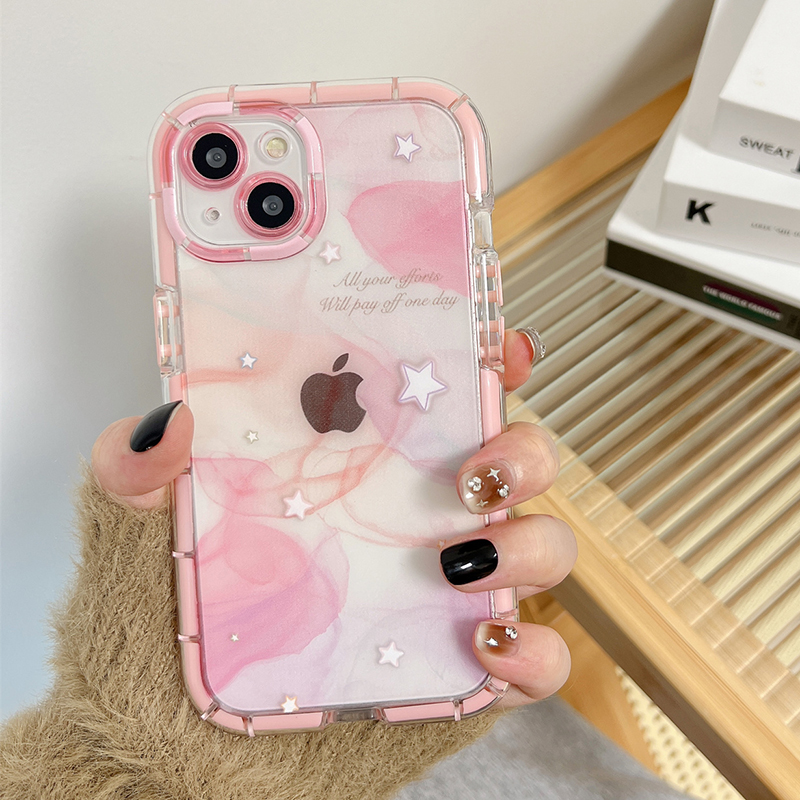 Funda de parachoques luminosa de cielo estrellado de sueño púrpura rosa para iPhone 11 12 13 14 15 Pro Max XS XR X 14 Plus cubierta transparente a prueba de golpes